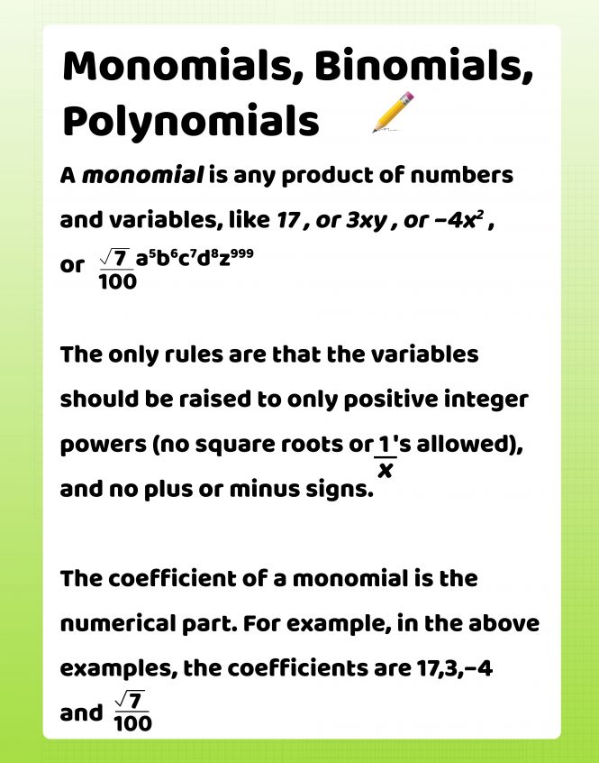 Monomilas, Binomials, Polynomials, Brooklyn Letters