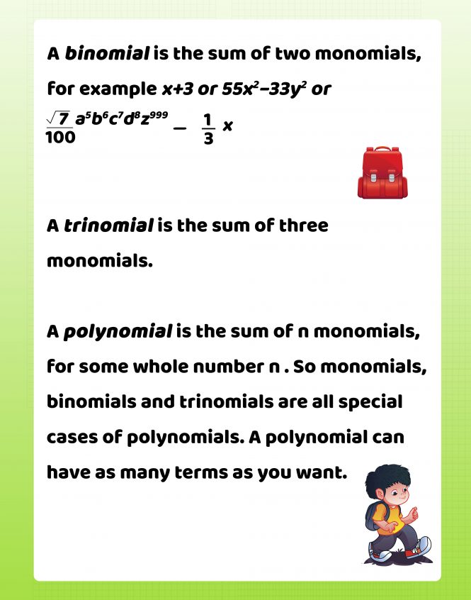 Monomilas, Binomials, Polynomials, Brooklyn Letters